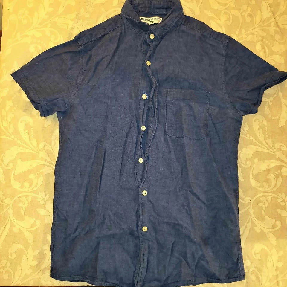 Cedarwood State Navy Blue Short Sleeve Shirt Size Small