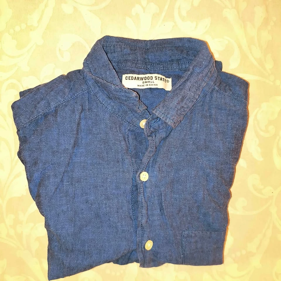 Cedarwood State Navy Blue Short Sleeve Shirt Size Small - photo 3