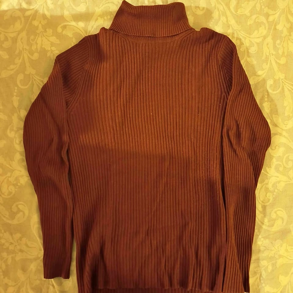 Maroon Ribbed Turtleneck Sweater