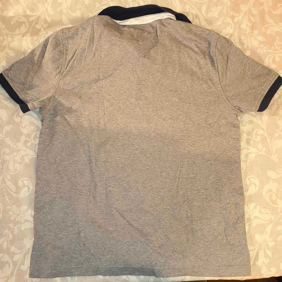 Tommy Hilfiger Polo Shirt Large Grey Navy Stripe - photo 2