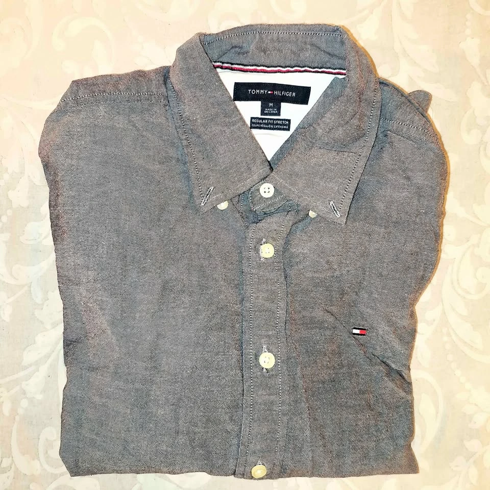 Tommy Hilfiger Gray Button Down Shirt M Regular Fit Stretch - photo 3