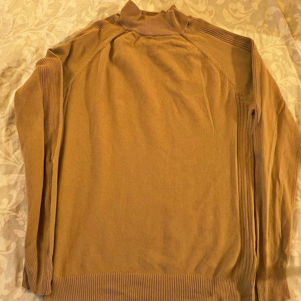Tan Mock Neck Knit Sweater
