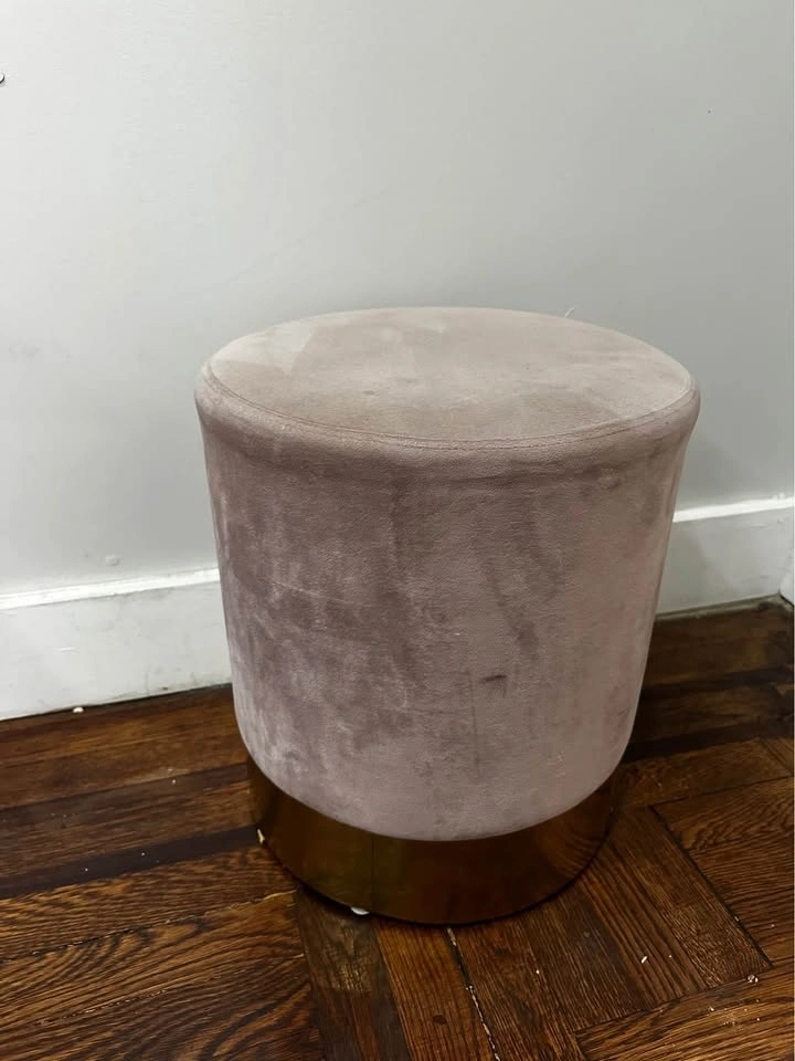 Velvet Ottoman with Gold Base - photo 3