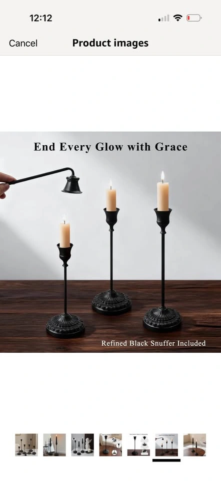 New- Matte black 6 pc taper candle holder with matching candle s - photo 3