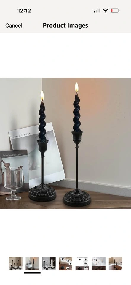 New- Matte black 6 pc taper candle holder with matching candle s - photo 4