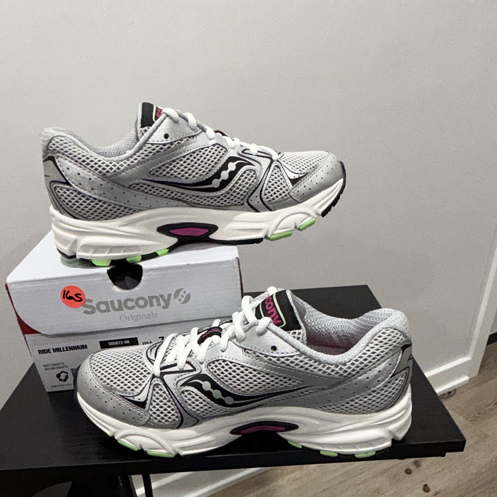 Saucony Ride Millennium Gray/White/Green/Purple Sneakers - photo 2