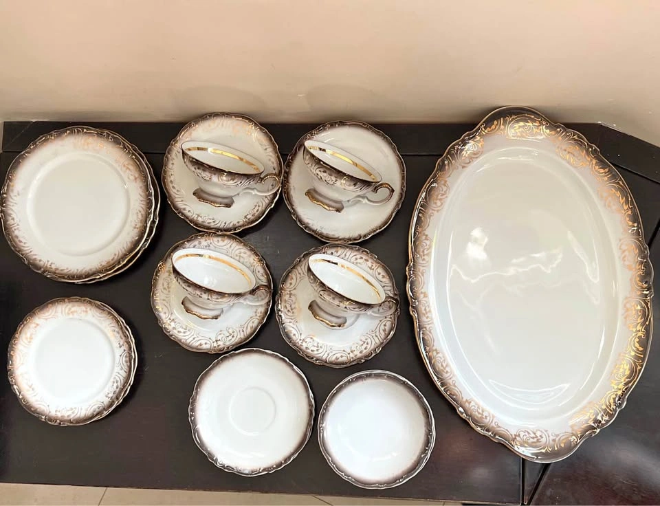 Vintage Bavaria Germany Porcelain Dishes with Gold Trim