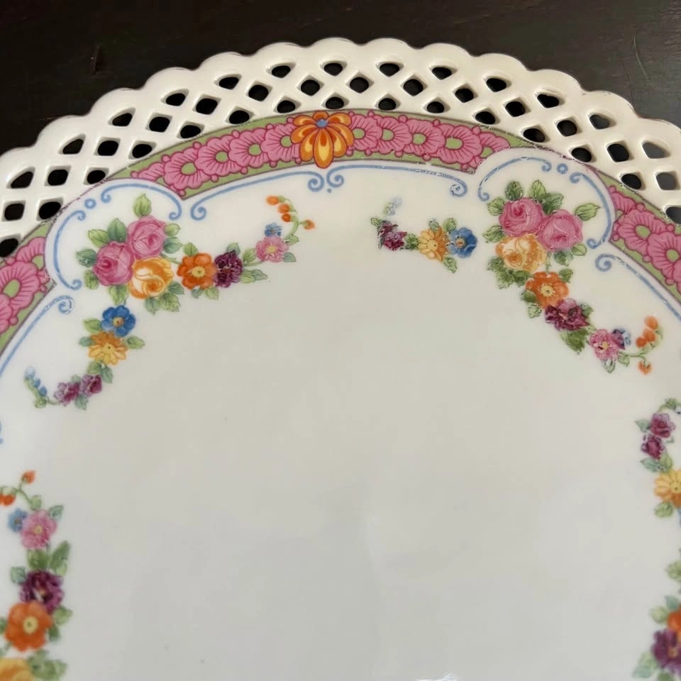 Schumann Bavaria Dresden Flowers 7.5” Plate Reticulated Scallope - photo 5