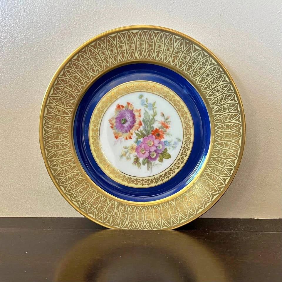 Tirschenreuth Bavaria Gilt Plate Cobalt Blue & Gold 8”3/4