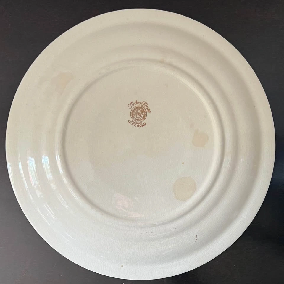 Tudor Rose Georgian China 9.5” Plate 22KT Gold Vintage 1940s - photo 4