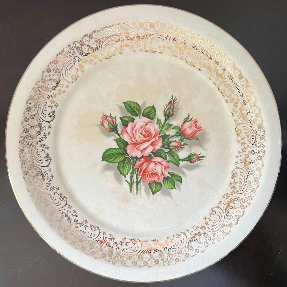 Tudor Rose Georgian China 9.5” Plate 22KT Gold Vintage 1940s - photo 5