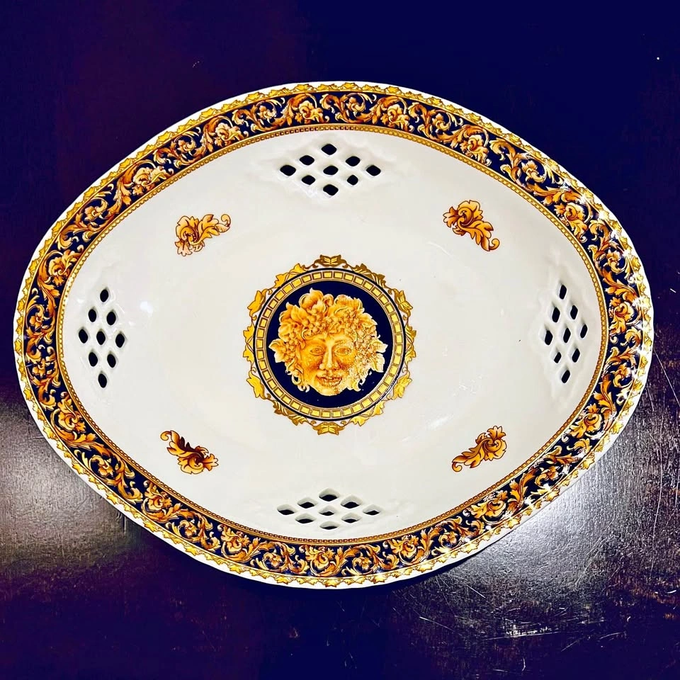 Bacchus T. Limoges France Reticulated Oval Porcelain Plate
