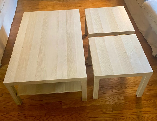 3 Beige Coffee & Side Tables For Sale!