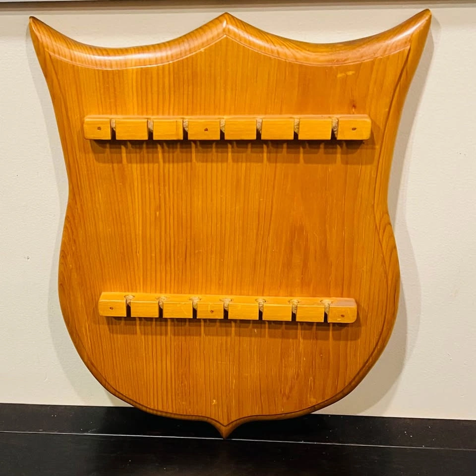 Vintage Shield Wooden Spoon Collection Rack For 14 Slot Display - photo 3