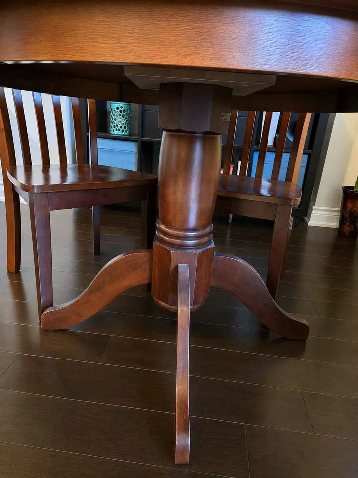 Round Pedestal Wooden Dining Table with 4 Chairs - photo 2