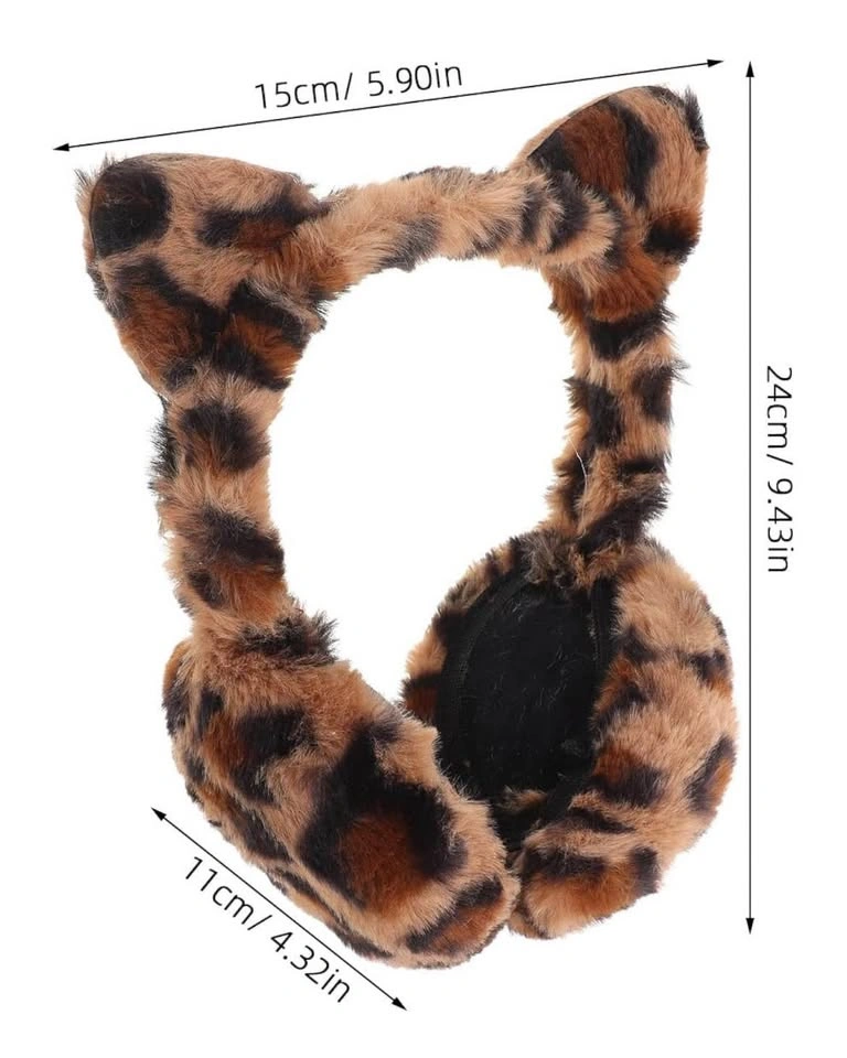 ⚽️ New Leopard Print Cat Ear Earmuffs - photo 2