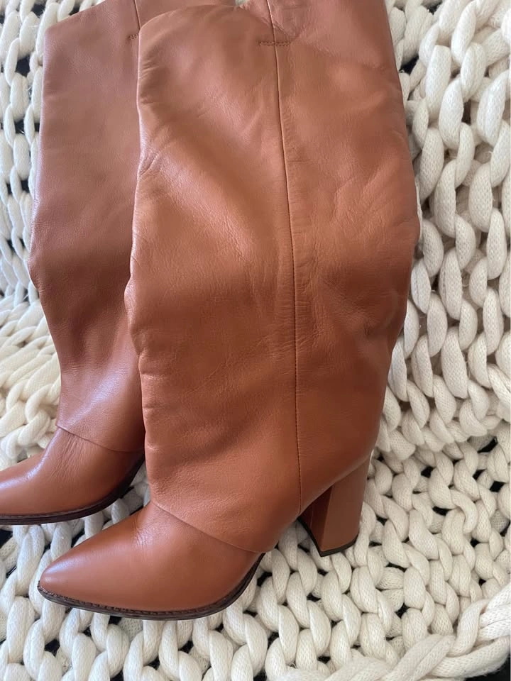 ⚽️ New Steve Madden Blanco Leather Slouch Boots size 8 MSRP $350 - photo 2