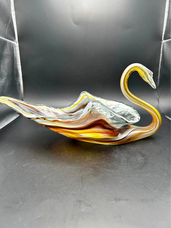 Vintage MCM Handblown Glass Swan