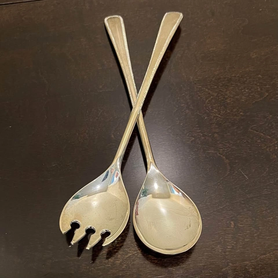 Vintage Brama E.P.Zn England Silver-plate Salad Serving Set