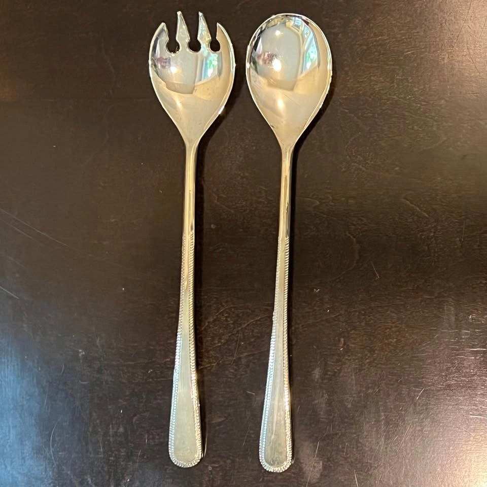 Vintage Brama E.P.Zn England Silver-plate Salad Serving Set - photo 2