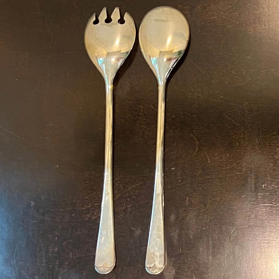 Vintage Brama E.P.Zn England Silver-plate Salad Serving Set - photo 3