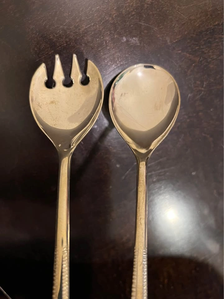 Vintage Brama E.P.Zn England Silver-plate Salad Serving Set - photo 4