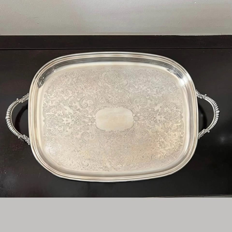 Viking Plate E.P. Brass Silver-Plated Four Footed Tray