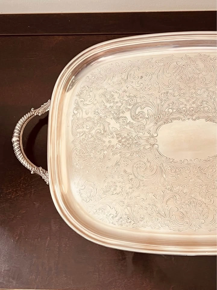 Viking Plate E.P. Brass Silver-Plated Four Footed Tray - photo 5