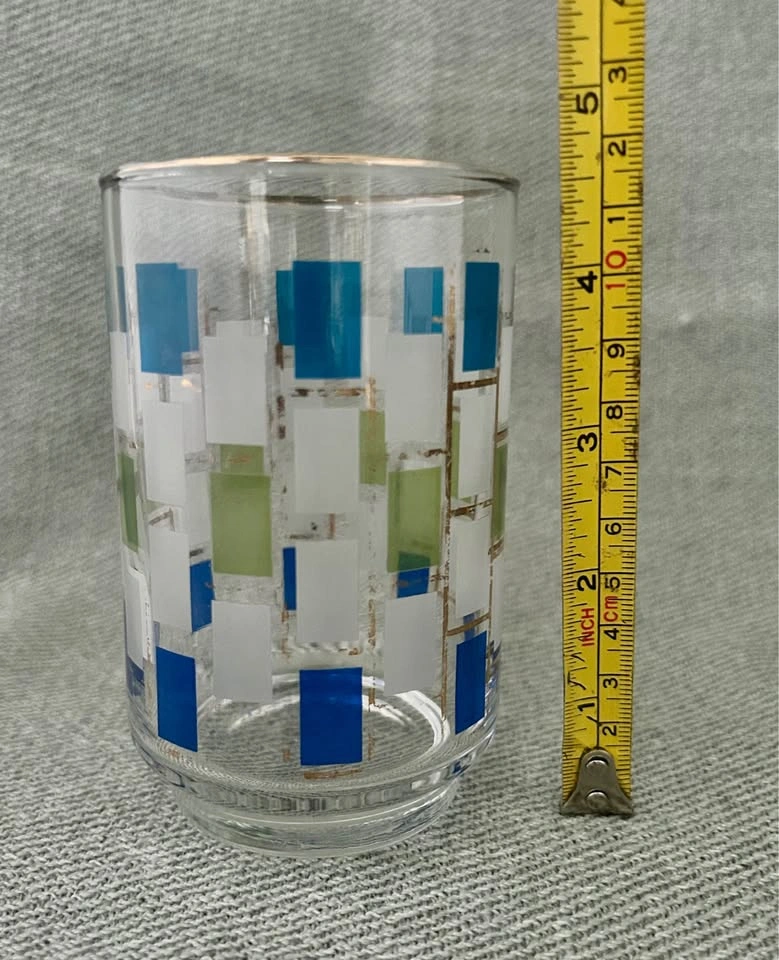 Vintage MCM Libbey Nordic Blue and Green Glasses, 4.5 inches tal - photo 3