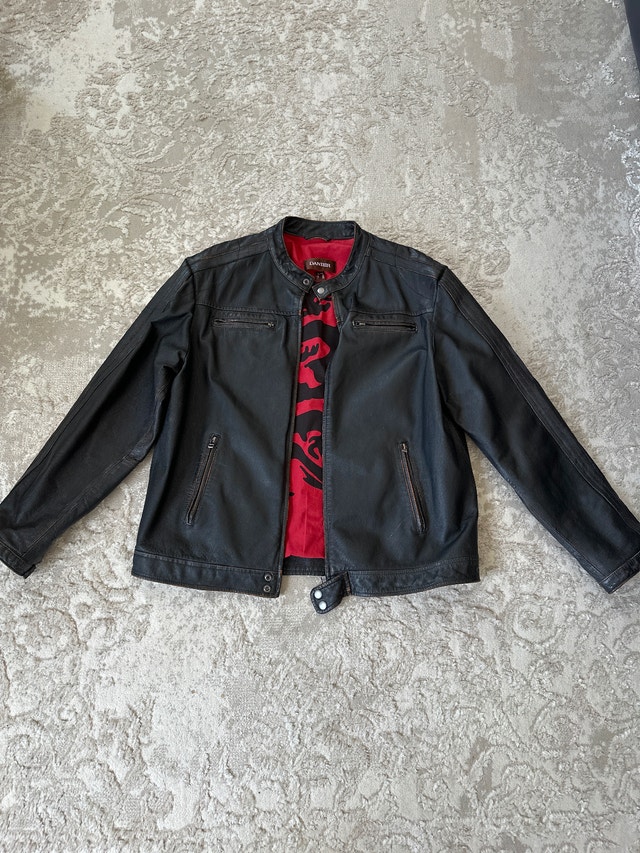 Danier Leather Jacket Men's XL Cafe Racer Dragon Print Moto