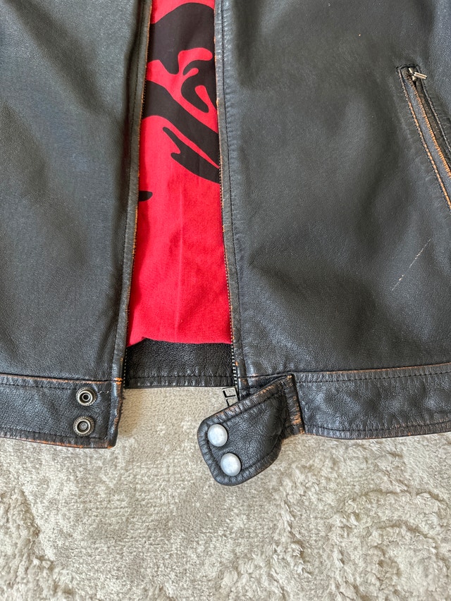 Danier Leather Jacket Men's XL Cafe Racer Dragon Print Moto - photo 4