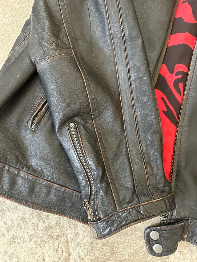 Danier Leather Jacket Men's XL Cafe Racer Dragon Print Moto - photo 5