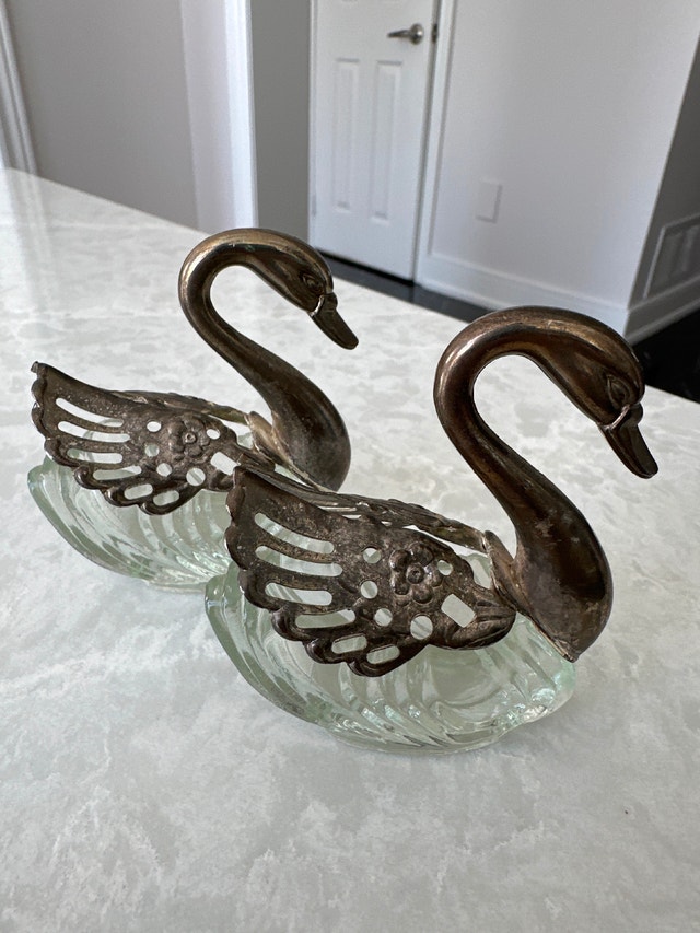 Pair of vintage swan open salt cellars - photo 4