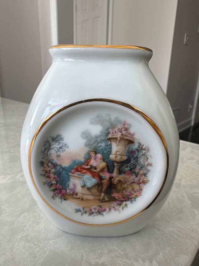 P. Limoges vintage porcelain "purse vase"