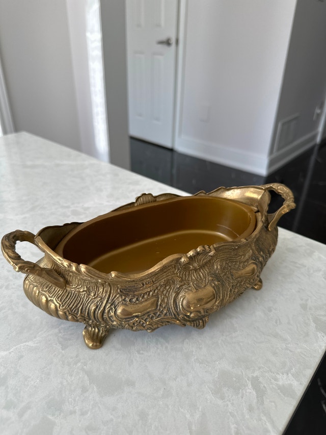 French Rococo style vintage brass jardiniere centerpiece - photo 4