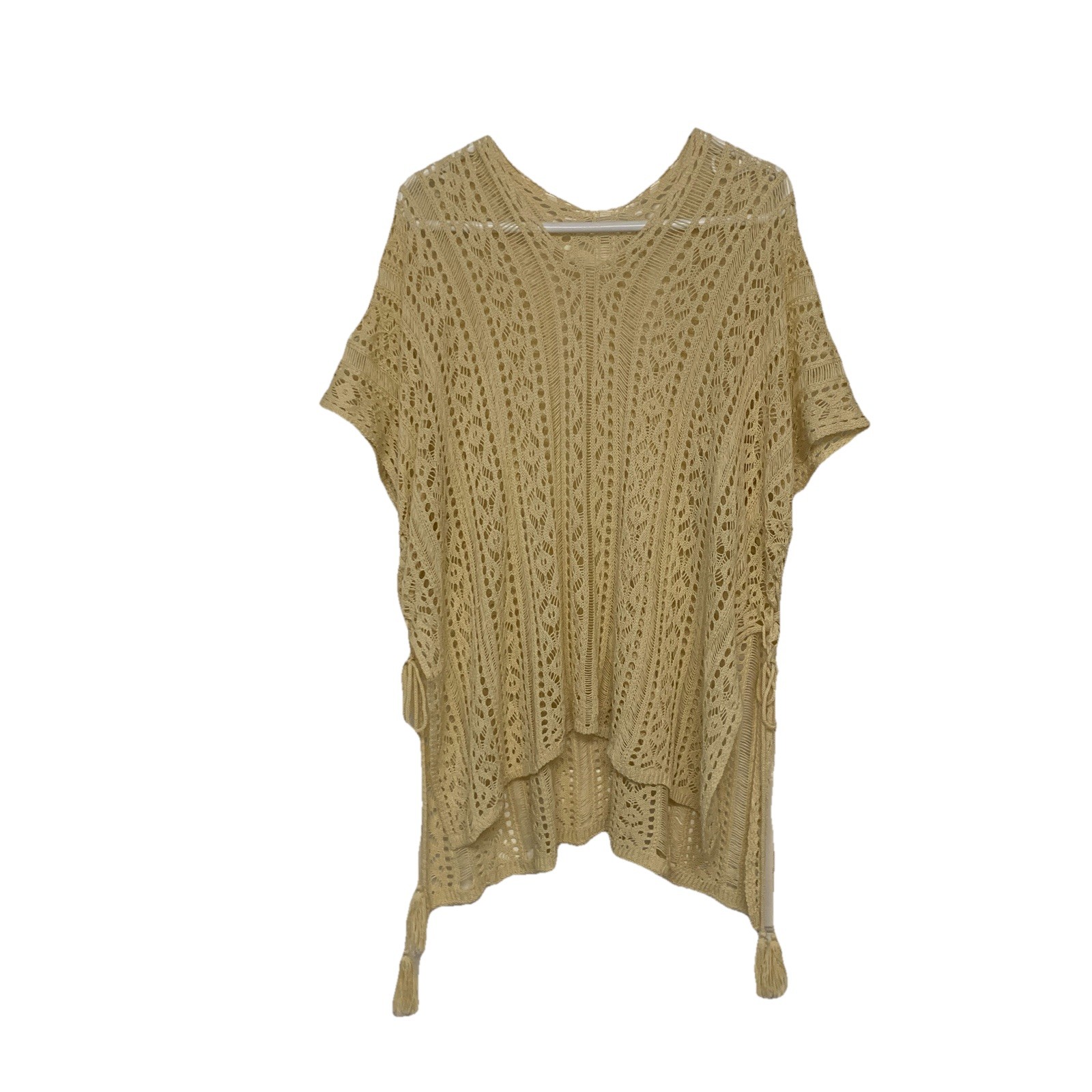 Crochet Cover Up OS Adjustable Open Knit Beige ⚽️