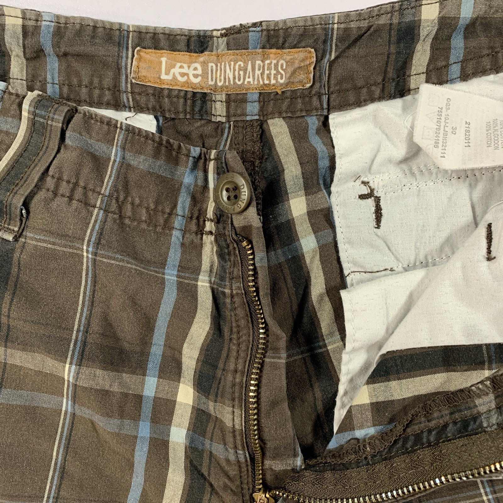 Lee Dungarees Plaid Cargo Shorts 30 Brown ⚽️ - photo 3