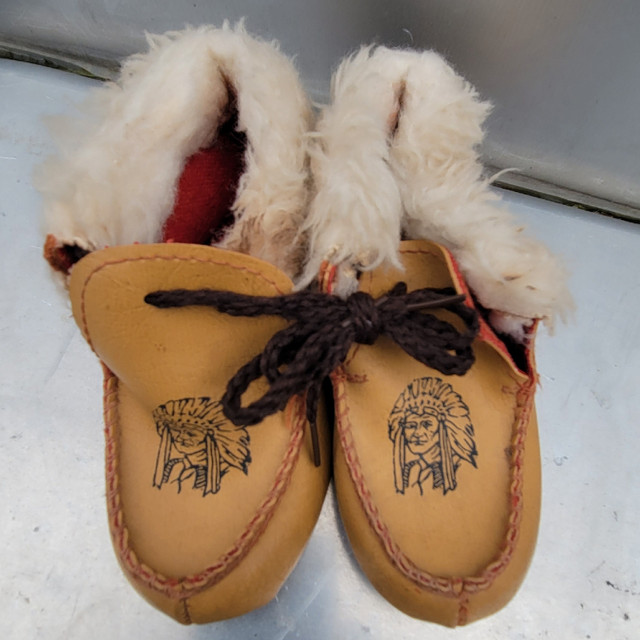 Vintage child's handmade moccasins all handmade construct