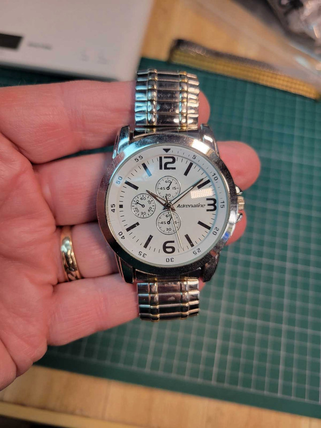 Men's large watch on expansion band