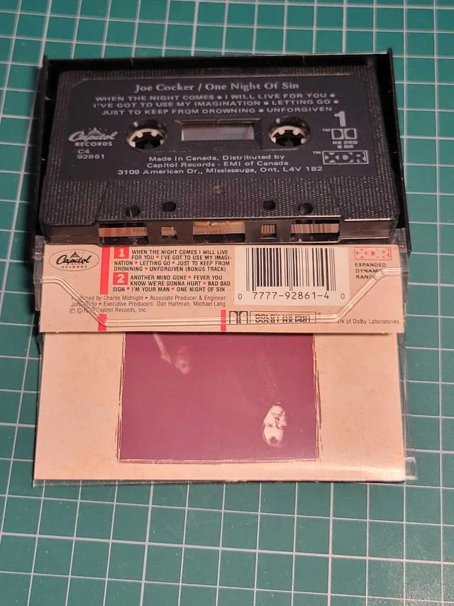 Joe Cocker - One Night Of Sin Cassette (1989) Canada image indicator(3)