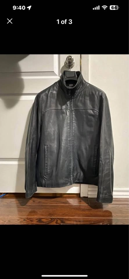 Calvin Klein - Men’s Leather jacket. Black, Size Small