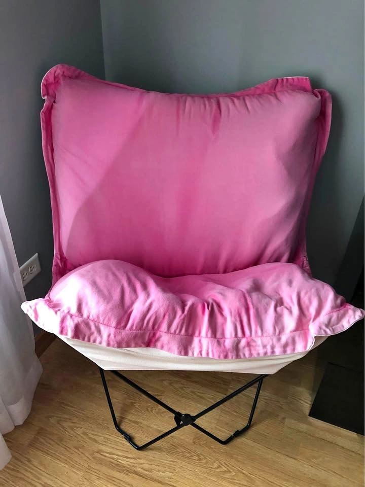 Pink Butterfly Chair With Sturdy Fold Up Base
