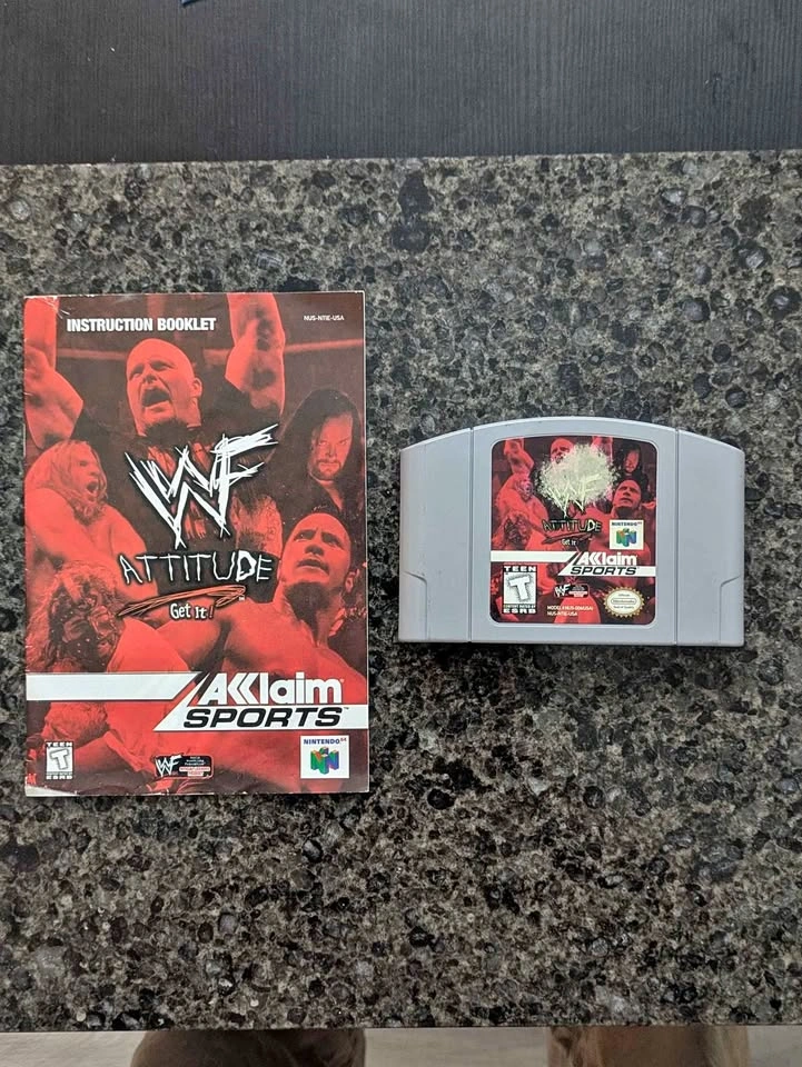 WWF Attitude Nintendo 64 N64 Authentic Cartridge + Manual