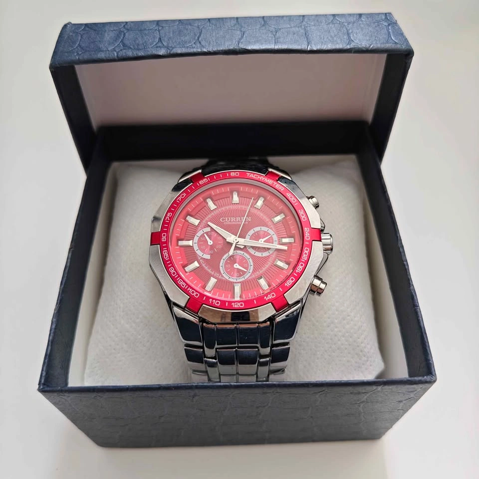 Luxury Full Metal Sport Watch with Red dial - photo 5