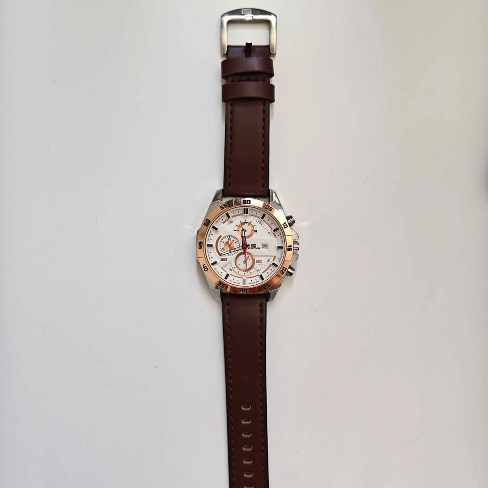 Nice Big Classic Sport Style Watch with brown strap - photo 2
