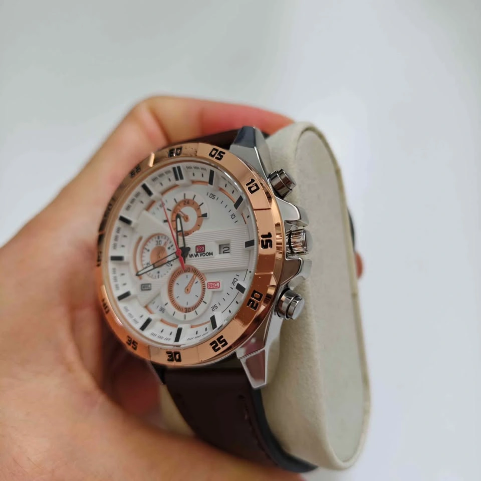 Nice Big Classic Sport Style Watch with brown strap - photo 3