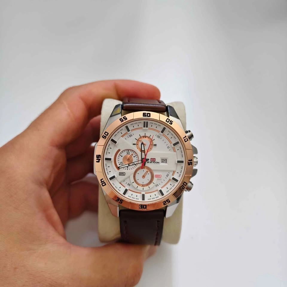Nice Big Classic Sport Style Watch with brown strap - photo 5