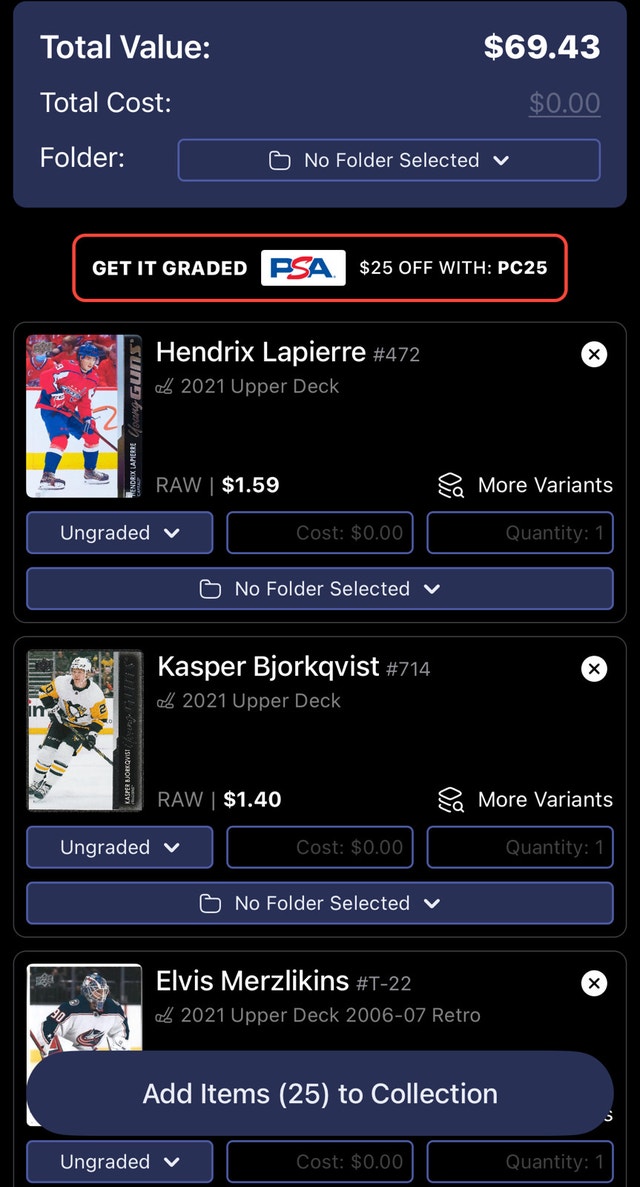 Lot  of 25 Upper Deck Hockey Young Guns - photo 2