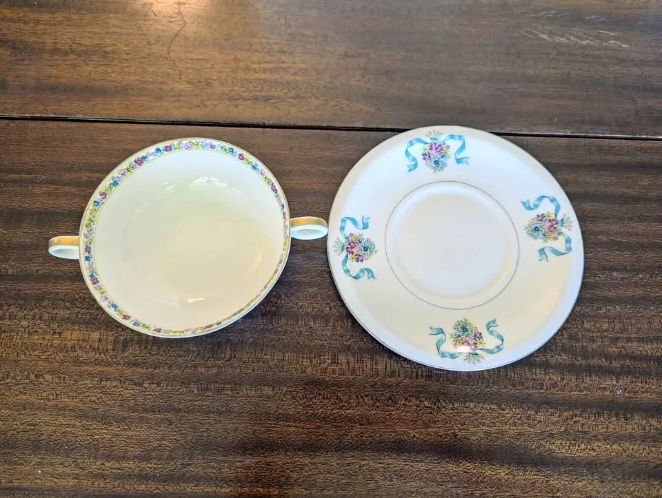 Vintage St. Regis Blue by Haviland Bowl & Saucer Set image indicator(2)