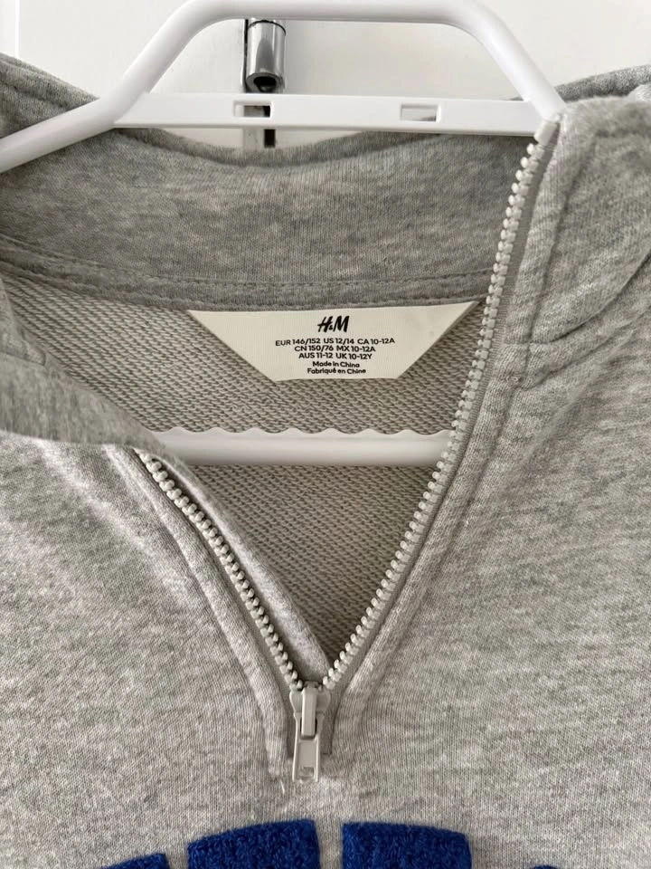 H&M Boys 10-12Y Grey NYC Quarter-Zip Sweatshirt - photo 3
